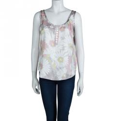 Pre Owned Marc Jacobs Floral Printed Silk Sleeveless Top L