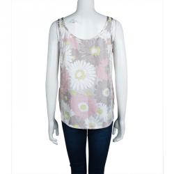 Pre Owned Marc Jacobs Floral Printed Silk Sleeveless Top L