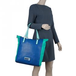 Pre Owned Marc by Marc Jacobs Blue/Green Lizard Stamped Take Me Tote 
