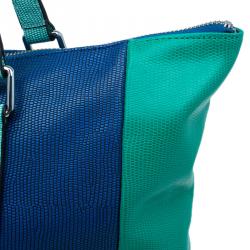 Pre Owned Marc by Marc Jacobs Blue/Green Lizard Stamped Take Me Tote 