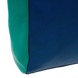 Pre Owned Marc by Marc Jacobs Blue/Green Lizard Stamped Take Me Tote 