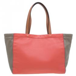 Pre Owned حقيبة مارك باي مارك جاكوبس واتس ذا تي وردي جلد ثنائي اللون