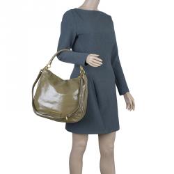 Pre Owned Marc by Marc Jacobs Olive Green Patent Leather Too Hot To Handle Hobo