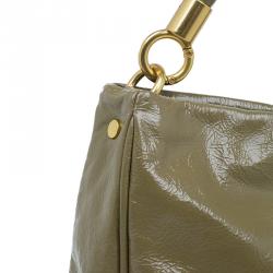 Pre Owned Marc by Marc Jacobs Olive Green Patent Leather Too Hot To Handle Hobo