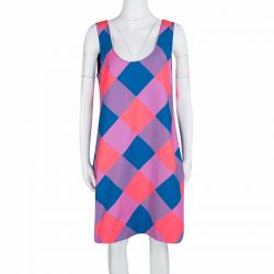 Pre Owned Marc By Marc Jacobs Multicolor Diamond Checked Sleeveless Shift Dress L
