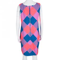 Pre Owned Marc By Marc Jacobs Multicolor Diamond Checked Sleeveless Shift Dress L