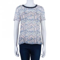Pre Owned Marc by Marc Jacobs Geometric Printed Top S