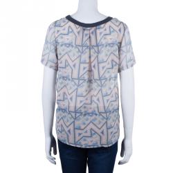 Pre Owned Marc by Marc Jacobs Geometric Printed Top S
