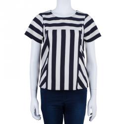 Pre Owned Marc by Marc Jacobs Monochrome Striped Top S