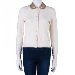 Pre Owned كارديغان مارك باي مارك جاكوبس كريمي بياقة مزخرفة XS