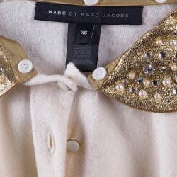 Pre Owned كارديغان مارك باي مارك جاكوبس كريمي بياقة مزخرفة XS