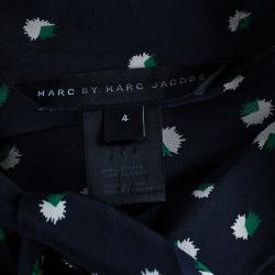 Pre Owned Marc by Marc Jacobs Navy Blue Printed Blouse S
