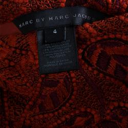 Pre Owned فستان مارك باي مارك جاكوبس مطرز بأكمام طو يلة أحمر S