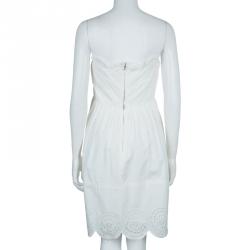 Pre Owned Marc by Marc Jacobs White Strapless Eyelet Dress L