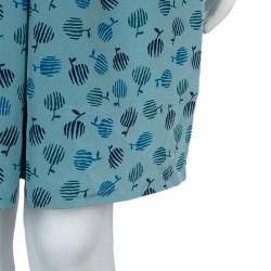 Pre Owned Marc By Marc Jacobs Blue Silk Printed Sleeveless Belted Dress L