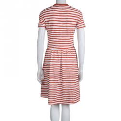 Marc by Marc Jacobs Brick Orange Striped Cotton Jersey Dress XS