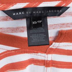 Marc by Marc Jacobs Brick Orange Striped Cotton Jersey Dress XS