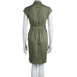 Pre Owned Marc by Marc Jacobs Olive Green Overdyed Cotton Shirt Dress S