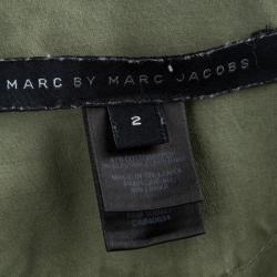 Pre Owned Marc by Marc Jacobs Olive Green Overdyed Cotton Shirt Dress S