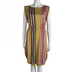 Pre Owned Marc by Marc Jacobs Multicolor Arrowhead Printed Ruffled Sleeveless Dress S
