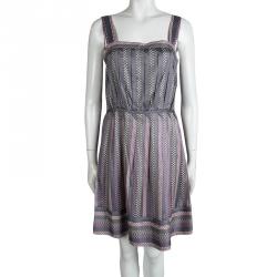 مملوكة مسبقًا Marc by Marc Jacobs Grey Printed Silk Pleated Dress S