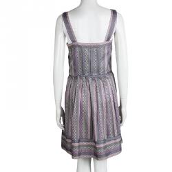 مملوكة مسبقًا Marc by Marc Jacobs Grey Printed Silk Pleated Dress S
