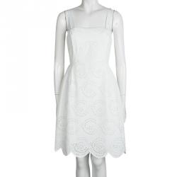 Pre Owned Marc by Marc Jacobs White Eyelet Lace Sleeveless Dress M