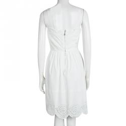 Pre Owned Marc by Marc Jacobs White Eyelet Lace Sleeveless Dress M