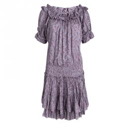 Pre Owned Marc by Marc Jacobs Purple Floral Printed Peasant Dress L