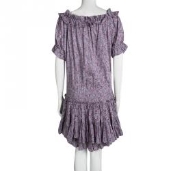 Pre Owned Marc by Marc Jacobs Purple Floral Printed Peasant Dress L