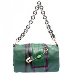 Pre Owned حقيبة كتف مارك جاكوبس دبوس أمان جلد خضراء