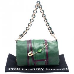 Pre Owned حقيبة كتف مارك جاكوبس دبوس أمان جلد خضراء