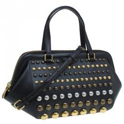 مملوكة مسبقًا Marc by Marc Jacobs Dark Brown Leather Studded Thunderdome Satchel