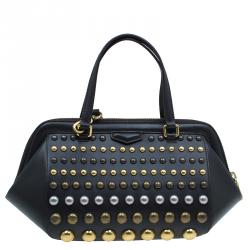 مملوكة مسبقًا Marc by Marc Jacobs Dark Brown Leather Studded Thunderdome Satchel