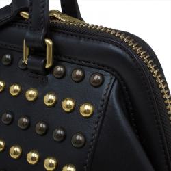 مملوكة مسبقًا Marc by Marc Jacobs Dark Brown Leather Studded Thunderdome Satchel