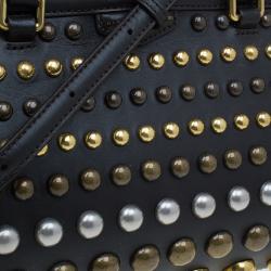 مملوكة مسبقًا Marc by Marc Jacobs Dark Brown Leather Studded Thunderdome Satchel