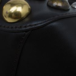 مملوكة مسبقًا Marc by Marc Jacobs Dark Brown Leather Studded Thunderdome Satchel