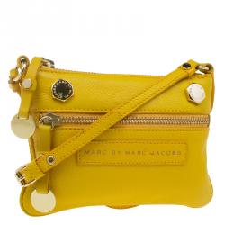 Pre Owned Marc by Marc Jacobs Yellow Pebbled Leather Crossbody Bag