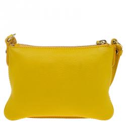 Pre Owned Marc by Marc Jacobs Yellow Pebbled Leather Crossbody Bag
