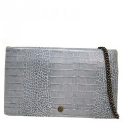 Pre Owned Marc By Marc Jacobs Grey Snakeskin Print Leather Shoulder Bag