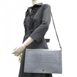 Pre Owned Marc By Marc Jacobs Grey Snakeskin Print Leather Shoulder Bag