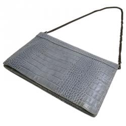 Pre Owned Marc By Marc Jacobs Grey Snakeskin Print Leather Shoulder Bag