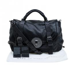 Pre Owned Marc by Marc Jacobs Black Leather Lock'n Roll Rue Satchel