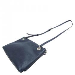 Pre Owned Marc by Marc Jacobs Navy Blue Leather Too Hot To Handle Double Decker Crossbody Bag