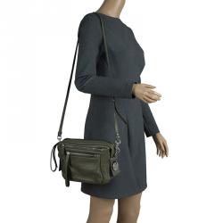 Pre Owned Marc By Marc Jacobs Fatigue Green Leather Crossbody Bag