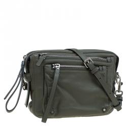 Pre Owned Marc By Marc Jacobs Fatigue Green Leather Crossbody Bag