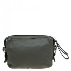 Pre Owned Marc By Marc Jacobs Fatigue Green Leather Crossbody Bag