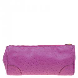 Marc By Marc Jacobs Pink Ostrich Embossed Leather Bently Clutch