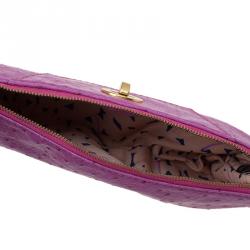Marc By Marc Jacobs Pink Ostrich Embossed Leather Bently Clutch