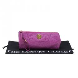 Marc By Marc Jacobs Pink Ostrich Embossed Leather Bently Clutch